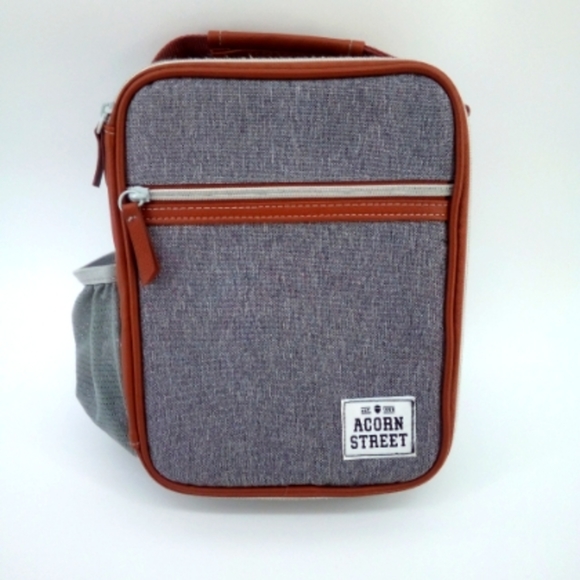 Acorn Street Fit + Fresh Insulated Lunch Box Gray Handle Drink Mesh Zip Around - Picture 1 of 8